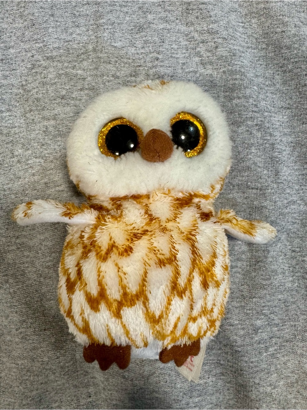 TY Beanie Boos Swoops the Owl 6” Plush - Gold Glitter Eyes -Brown White Speckled